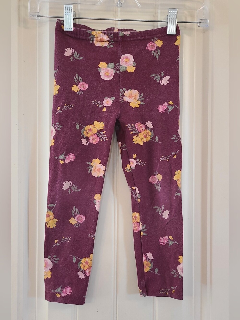 Garanimals Plum Floral Kids Leggings with Pink & Yellow Flowers Size 5T